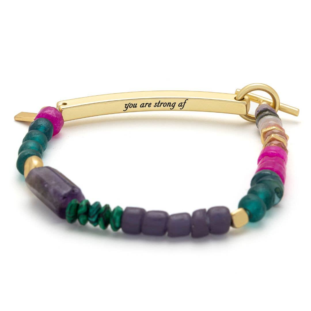Scout Hidden Message Bracelet - Strong AF/Amethyst/Gold