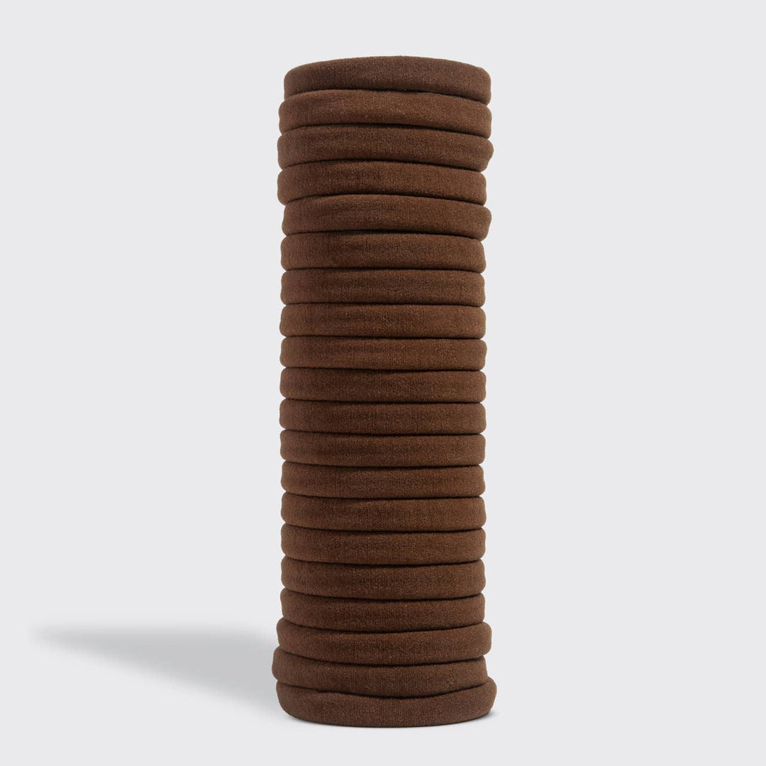 Kitsch Recycled Fabric Seamless Hair Elastics 20pc Set - Chocolate