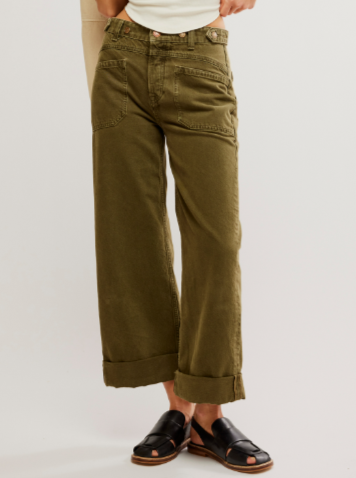 Free People Palmer Cuffed Jean in Army