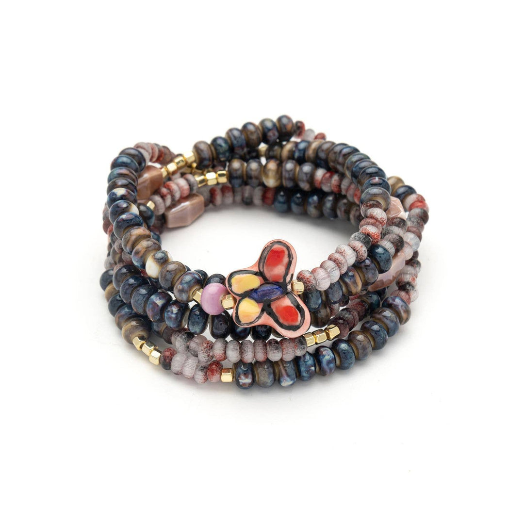 Scout Ceramic Bead Wrap Bracelet/Necklace - Transformation/Butterf