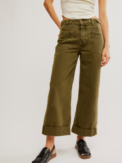 Free People Palmer Cuffed Jean in Army