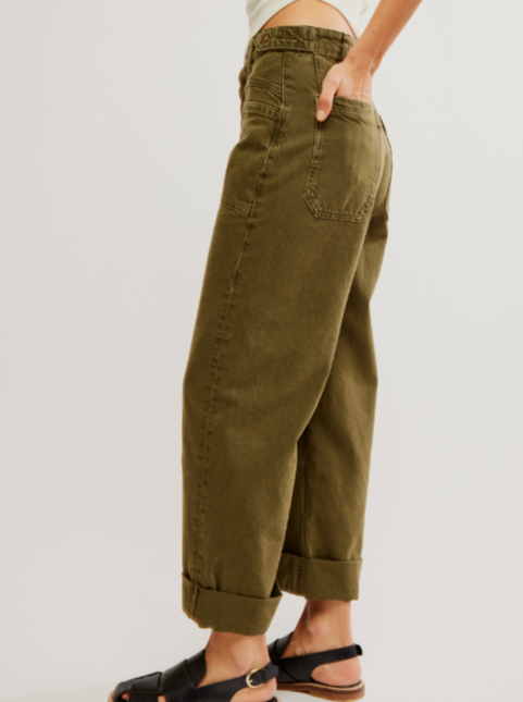 Free People Palmer Cuffed Jean in Army