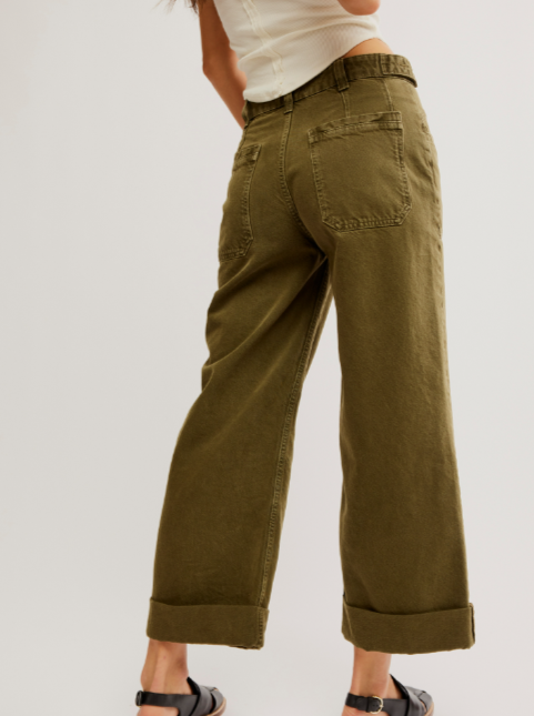 Free People Palmer Cuffed Jean in Army