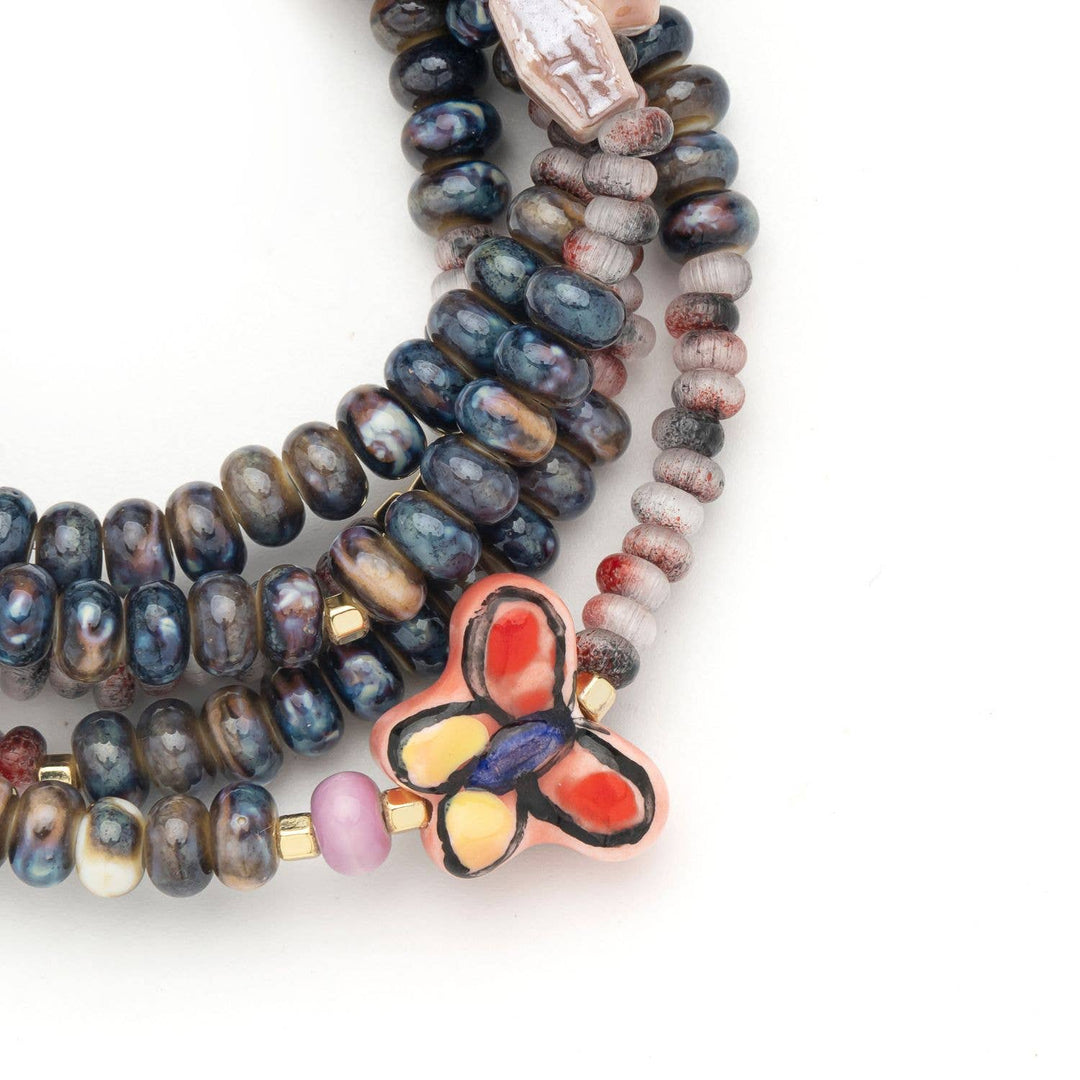 Scout Ceramic Bead Wrap Bracelet/Necklace - Transformation/Butterf
