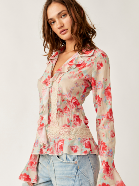 Free People Bad At Love Printed Blouse