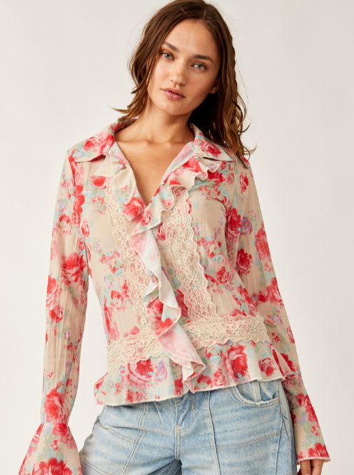 Free People Bad At Love Printed Blouse