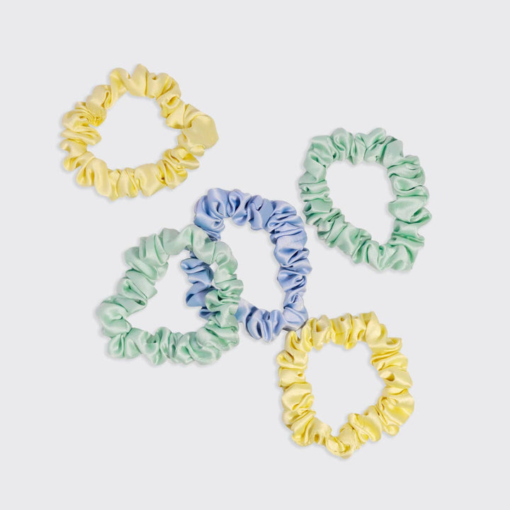 Kitsch Ruched Satin Scrunchies 5pc Set - Multi-color