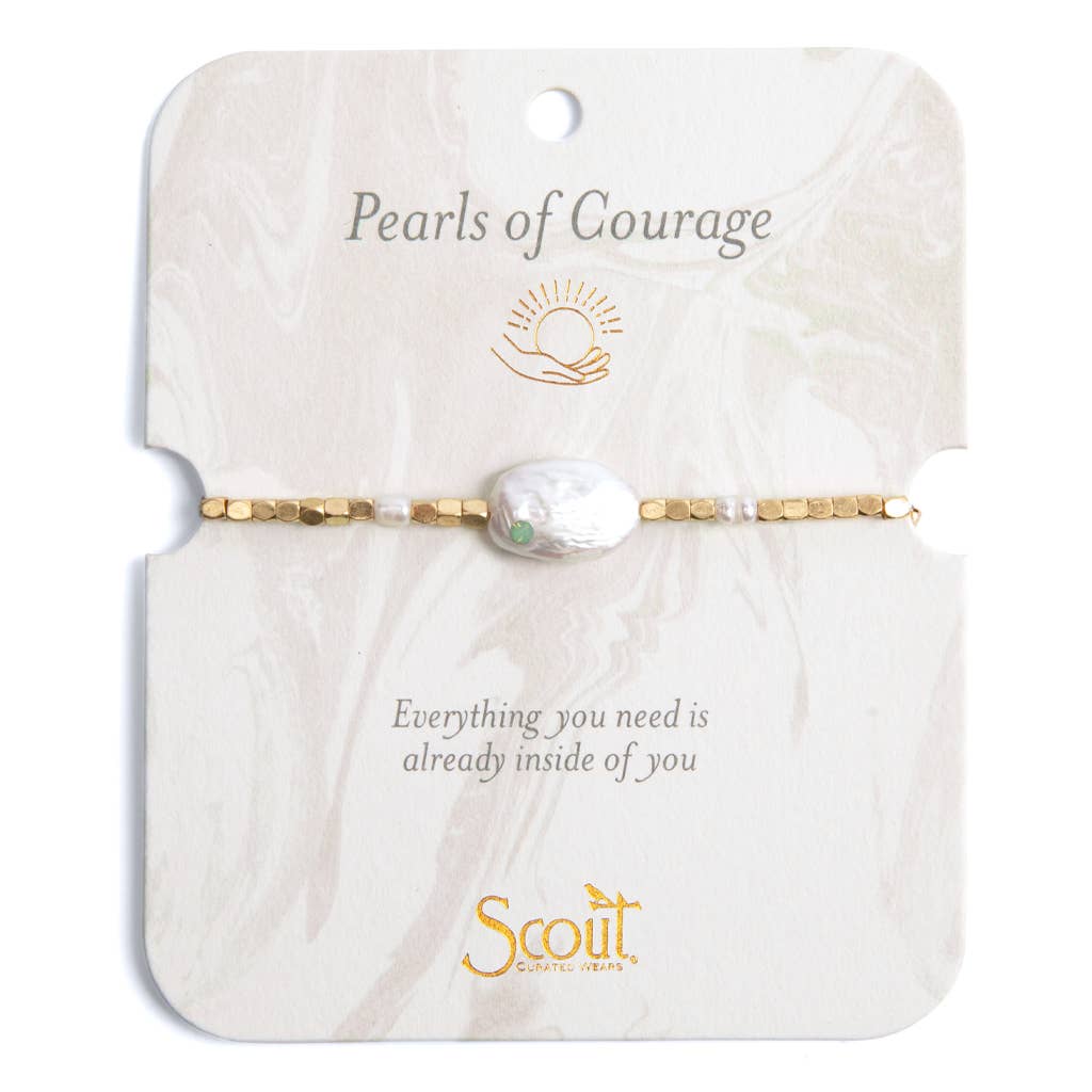 Scout Pearl Affirmation Bracelet - Courage/Gold