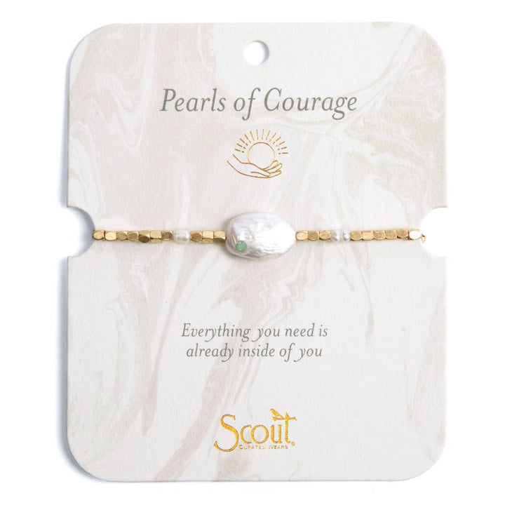 Scout Pearl Affirmation Bracelet - Courage/Gold