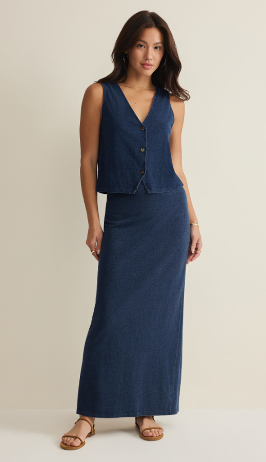 Z Supply Noelle Jersey Denim Top