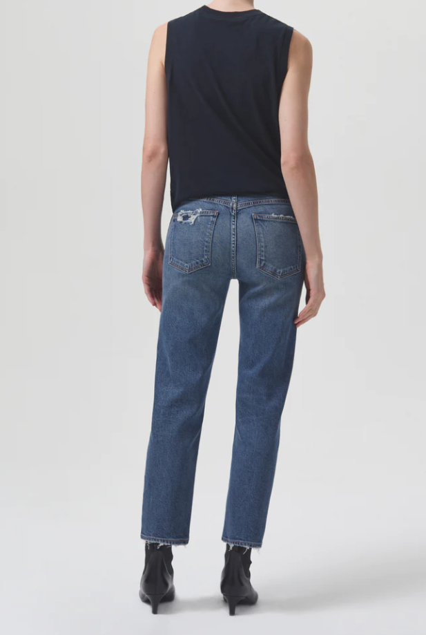 AGOLDE Kye Mid Rise Straight Crop in Notion