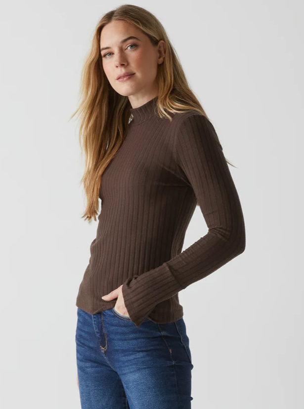 Michael Stars Opal Button Cuff Mockneck