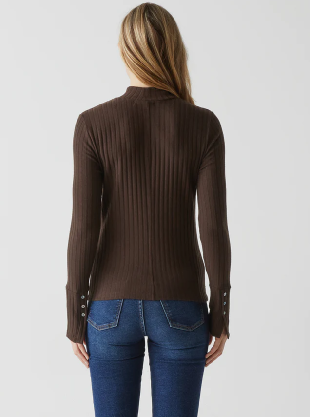 Michael Stars Opal Button Cuff Mockneck