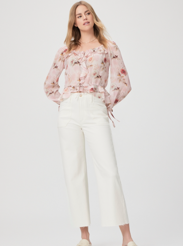 Paige Anessa With Raw Hem in Tonal Ecru