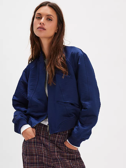 Free People Ellie Satin Bomber