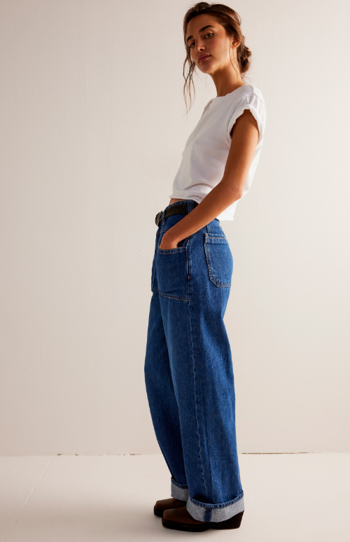Free People Palmer Cuffed Jean in Tunnel Vision