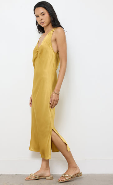 LA Made Socal V-Neck Front Shirring Dress