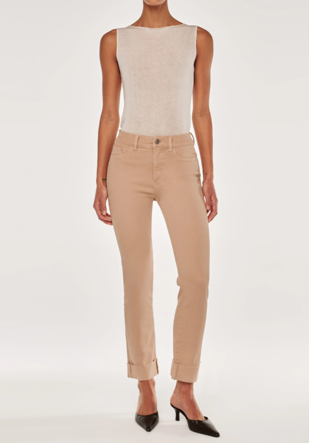 DL1961 Mara Mid Rise Straight in Almond Cuffed