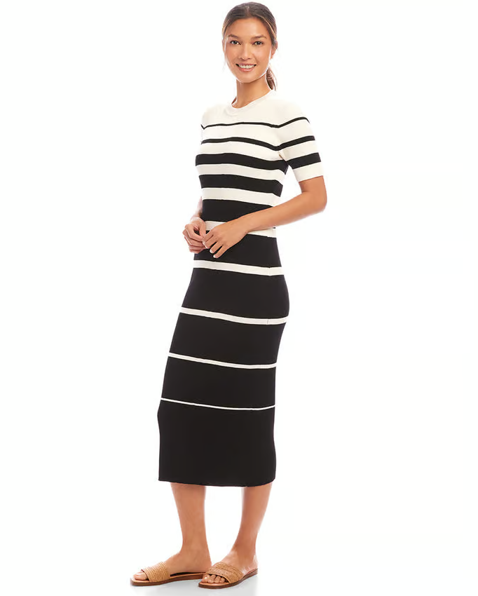 Karen Kane Linear Luxe Ribbed Midi Dress