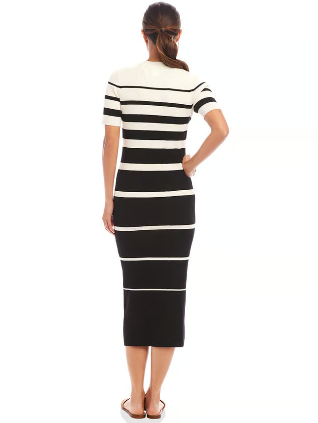 Karen Kane Linear Luxe Ribbed Midi Dress