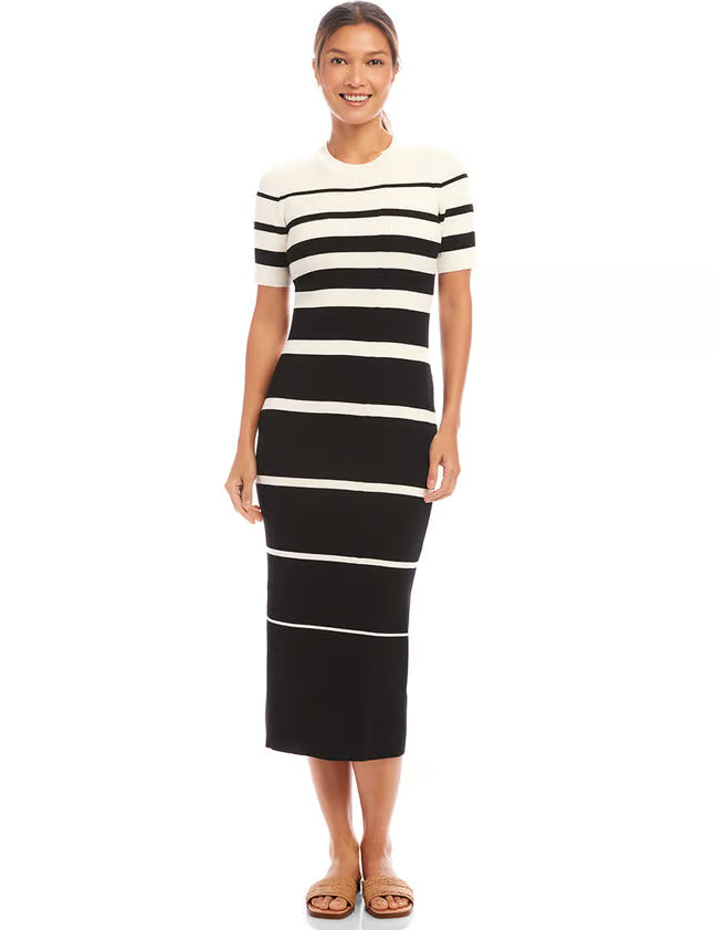 Karen Kane Linear Luxe Ribbed Midi Dress