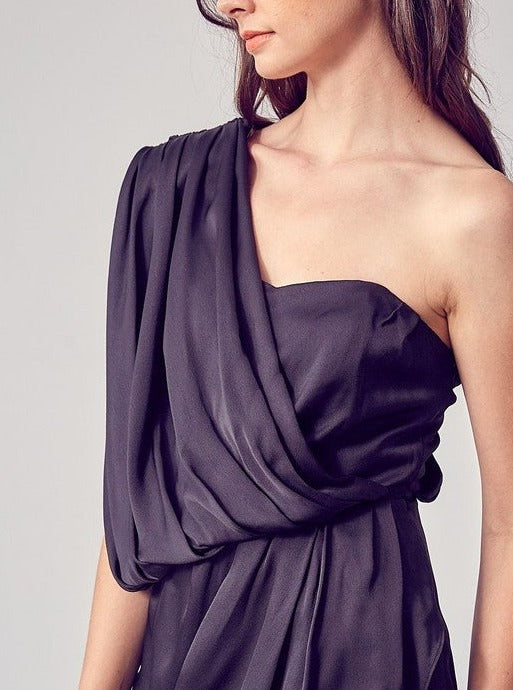 Style Strut Draped One Shoulder Wrap Dress