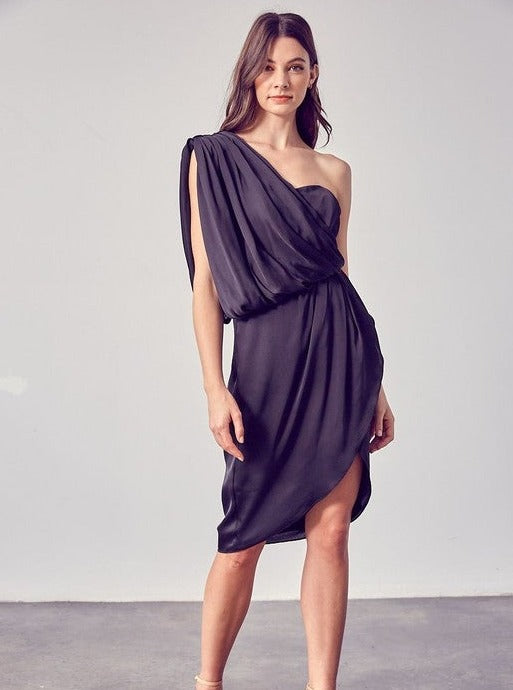 Style Strut Draped One Shoulder Wrap Dress