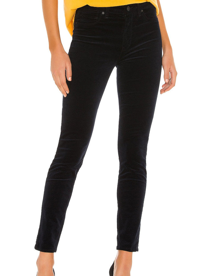 Hudson Barbara High Waist Ankle Skinny in Black Velvet