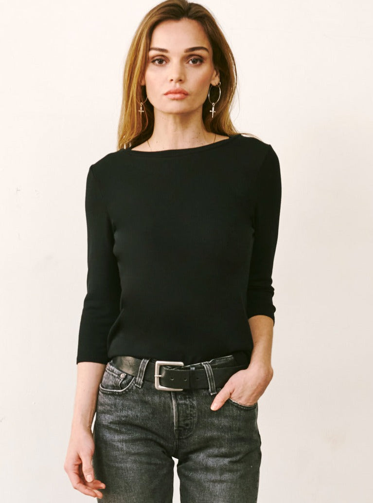 LA Made Mindy 3/4 Sleeve Ribbed Top