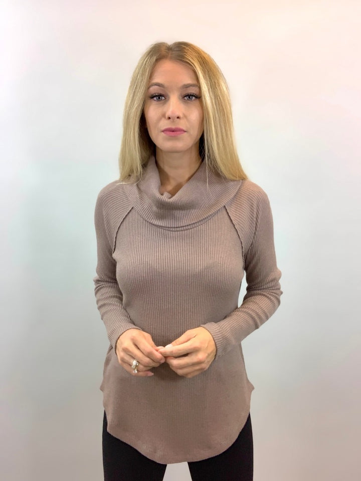 Charlie B All Yours Ribbed Cowl Neck Long Sleeve