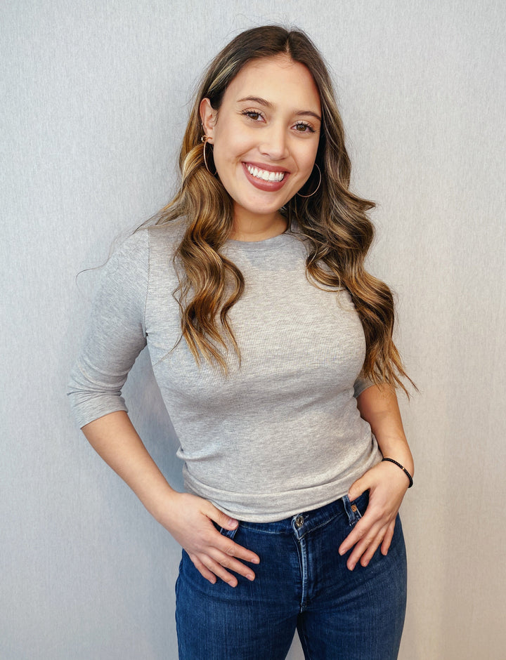 LA Made Mindy 3/4 Sleeve Ribbed Top
