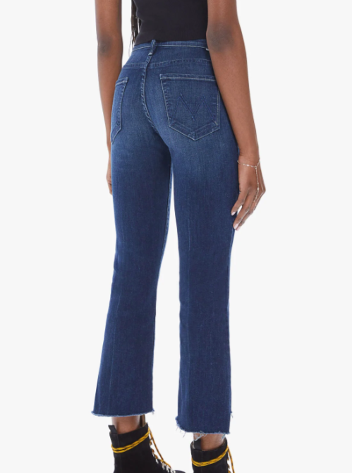 Mother The Insider Crop Step Fray Jeans 25 Tongue newest in Chic Dark Blue Denim