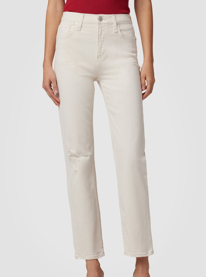 Hudson Remi High Rise Straight Ankle in Distressed Egret