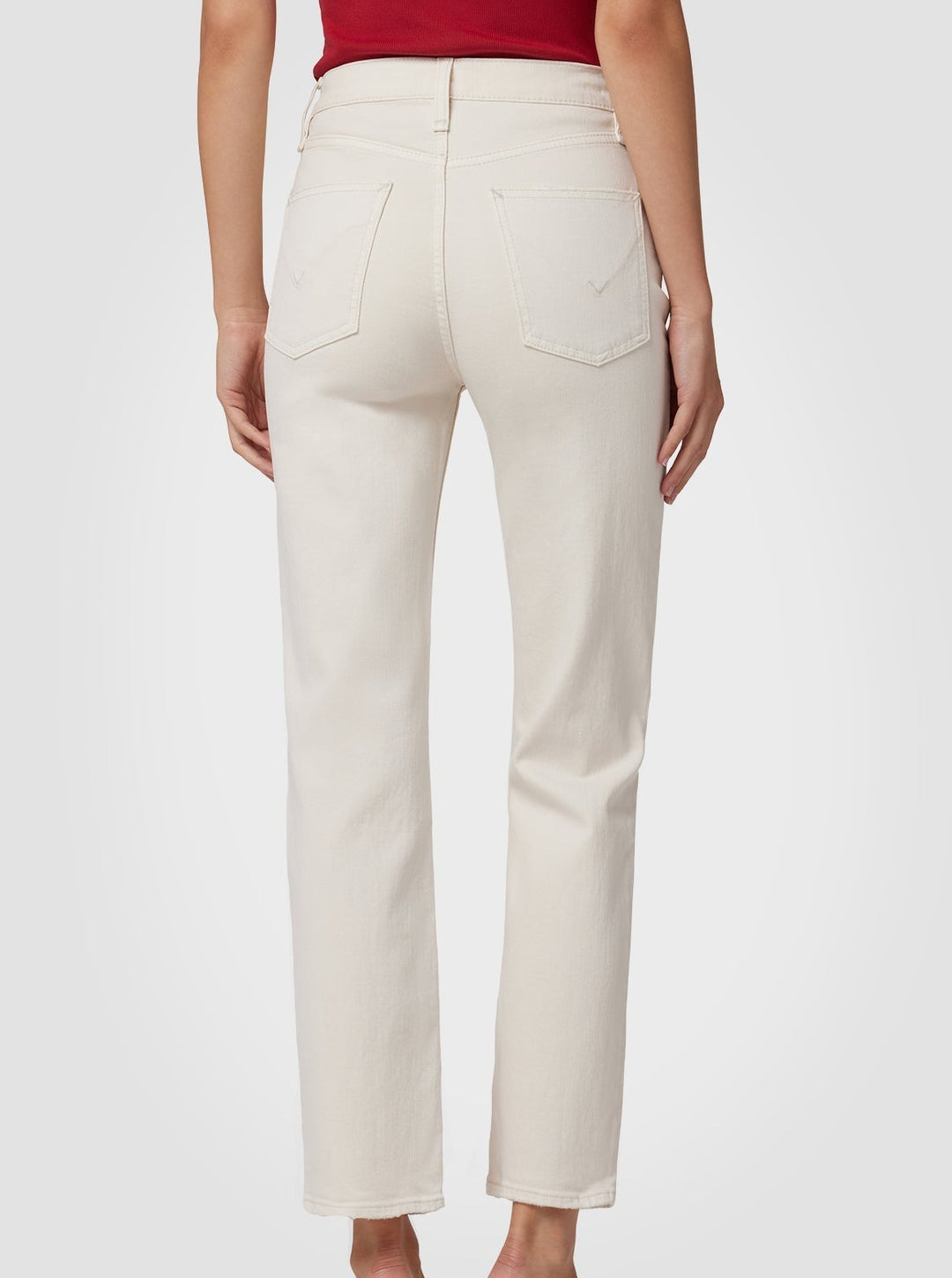 Hudson Remi High Rise Straight Ankle in Distressed Egret