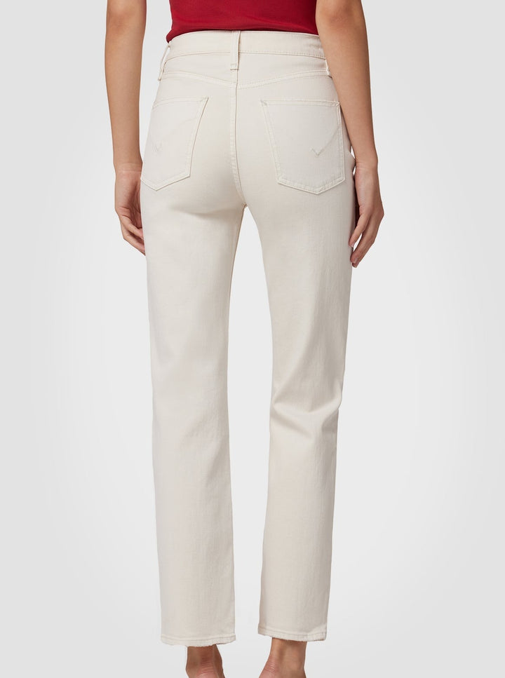 Hudson Remi High Rise Straight Ankle in Distressed Egret