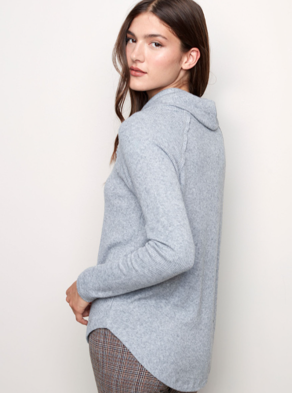 Charlie B All Yours Ribbed Cowl Neck Long Sleeve