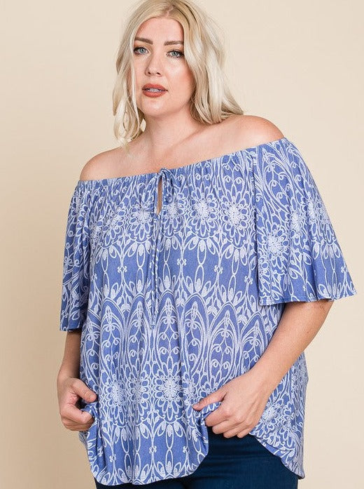 Blue Skies Off-The-Shoulder Top