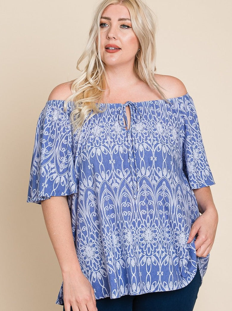 Blue Skies Off-The-Shoulder Top