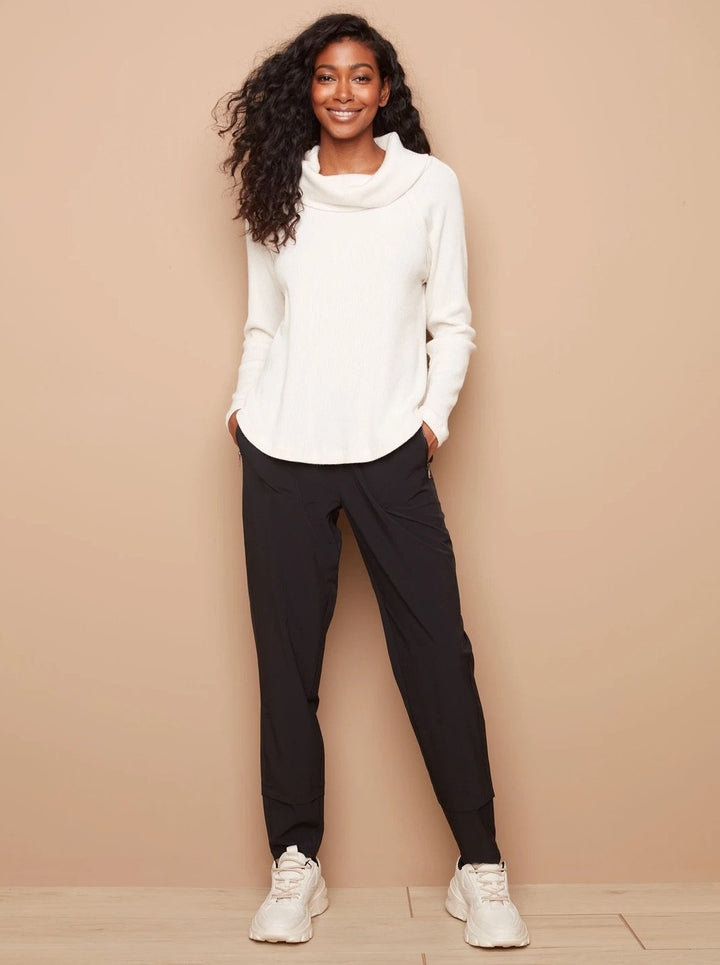 Charlie B All Yours Ribbed Cowl Neck Long Sleeve